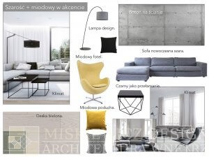 miodowe akcenty na&nbsp;szarym inspiracje projektowanie wnętrz