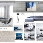 Salon szarość i&nbsp;granat inspiracje projektowanie wnętrz