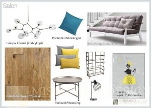 Cytrynowy nowoczesny akcent. Inspiracje, moodboards projektowanie wnętrz. Projektant wnętrz Miśkiewicz Design