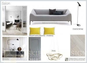 Miodowy Akcent. Projektowanie Wnętrz inspiracje. Moodboards Miskiewicz Design
